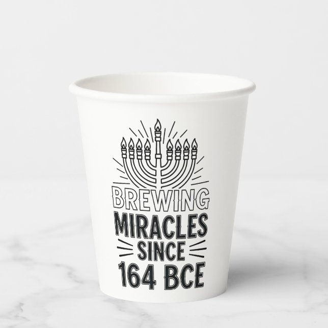 Gobelets En Papier Brûler des miracles depuis 164 BCE Hanoukka juif (Recto)