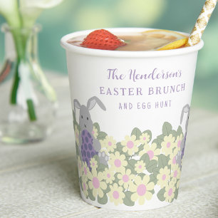 Gobelets En Papier Brunch de Pâques et chasse aux oeufs Bunny Floral