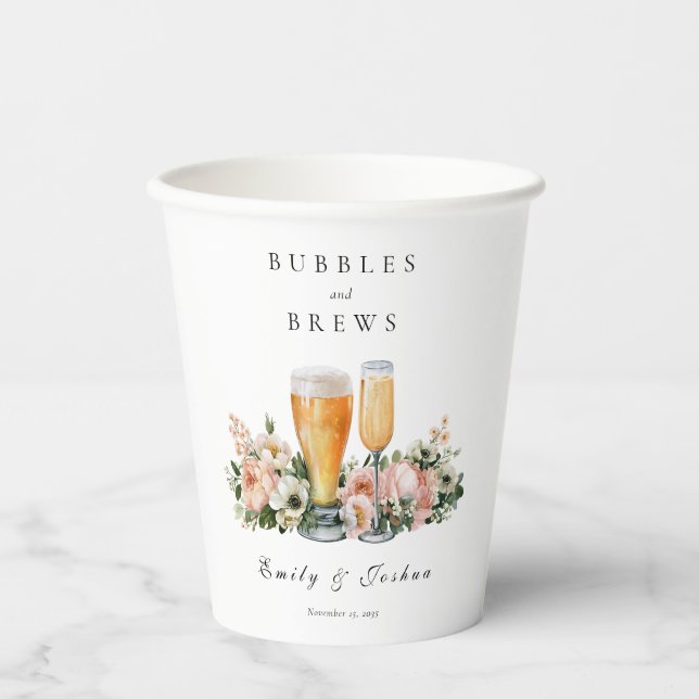 Gobelets En Papier Bubbles and Brews Shower de Couple (Recto)
