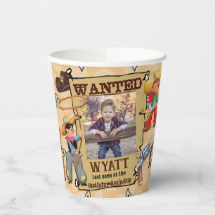 Gobelets En Papier Buckaroo Cowboy's Birthday Photo & Name Cute