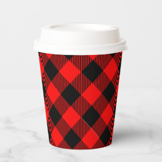 Gobelets En Papier Buffalo Check Rouge et Noir Lumberjack Plaid Decor