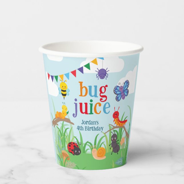 Gobelets En Papier Bug Party Bug Juice Anniversaire mignonne tasse de (Recto)