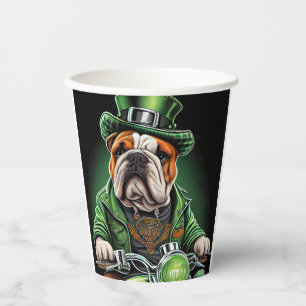 Gobelets En Papier Bulldog Driving Bike St. Patrick's Day