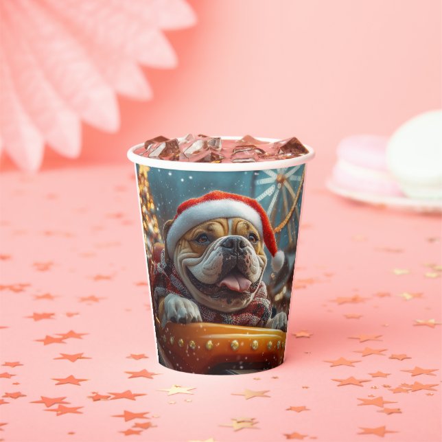 Gobelets En Papier Bullmastiff Dog Roller Dessous de verre Noël (Insitu)