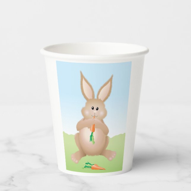 Gobelets En Papier Bunny Eating Carrot Adorable Rabbit (Recto)