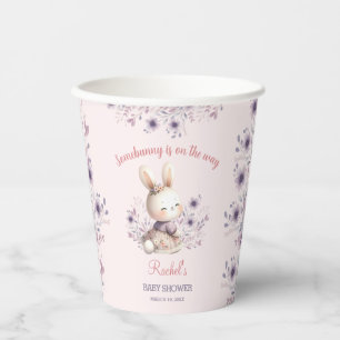 Gobelets En Papier Bunny Pink Purple Floral Spring Baby shower