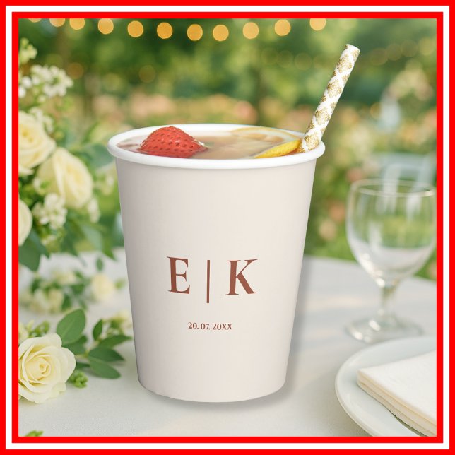 Gobelets En Papier Burange Boho Terracotta Mariage rustique (Créateur téléchargé)