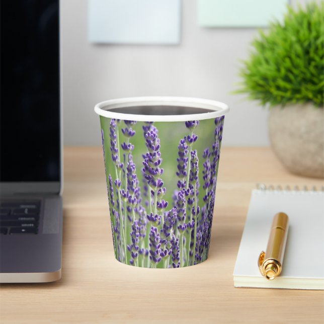 Gobelets En Papier Bureaux de lavande violet Floral (Insitu)