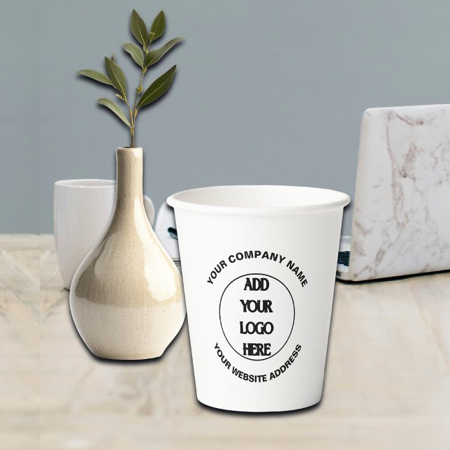 Gobelets En Papier Business Logo Custom  (Créateur téléchargé)
