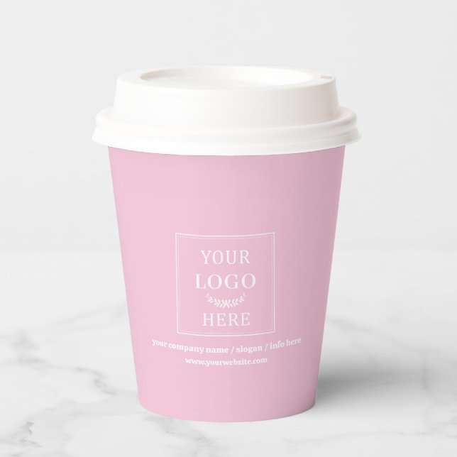 Gobelets En Papier Business Logo Promotional Branded Budget Pink (Recto)