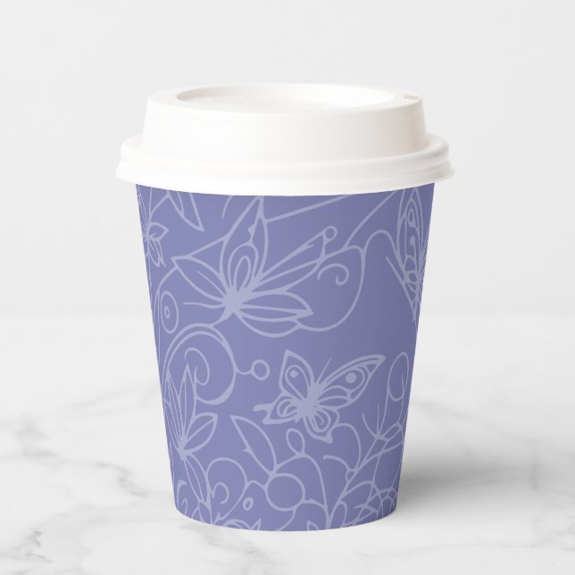Gobelets En Papier Butterfly Garden Blue (Recto)