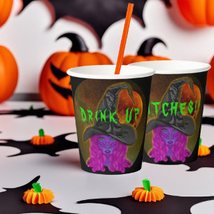 Gobelets En Papier Buvez les sorcières Halloween Fête de sorcières Va