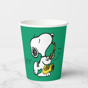 Gobelets En Papier cacahuètes   Lecteur Snoopy Saxophone