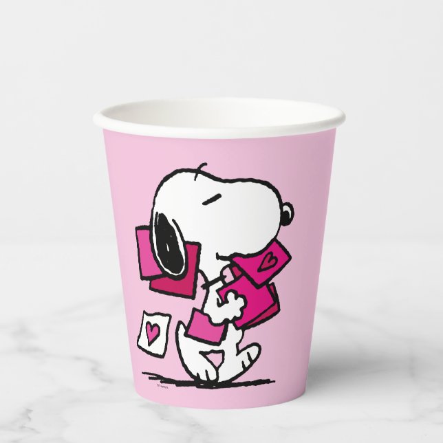 Gobelets En Papier cacahuètes | Saint Valentin | Snoopy Avec Valentin (Recto)