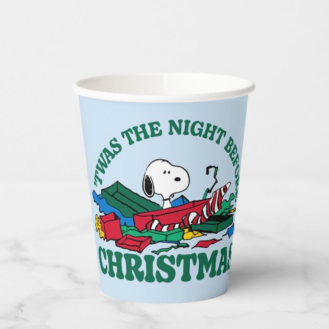 Gobelets En Papier cacahuètes | Snoopy 'C'était la nuit avant Noël (Gauche)