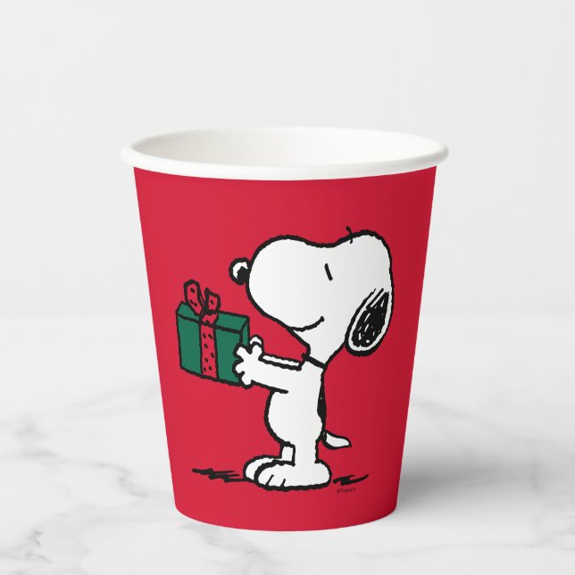 Gobelets En Papier cacahuètes | Snoopy Christmas Gift Giver (Recto)
