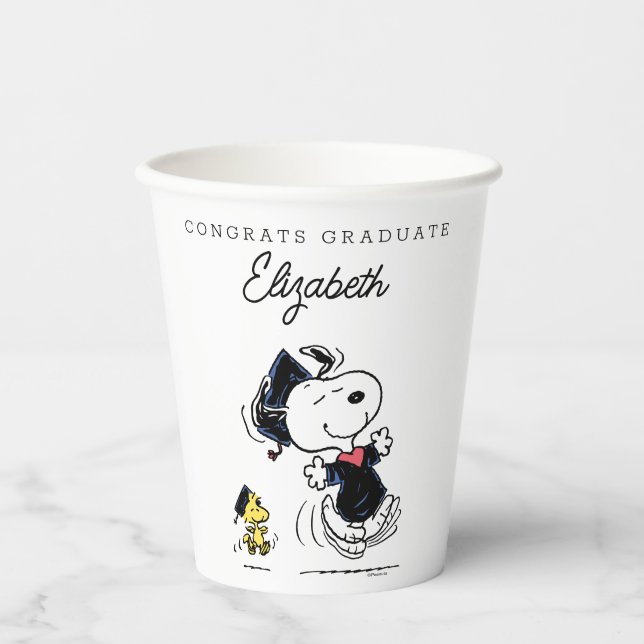 Gobelets En Papier cacahuètes | Snoopy & Woodstock Graduation (Recto)