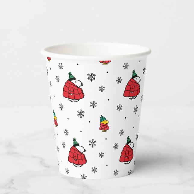 Gobelets En Papier cacahuètes | Veste Snoopy Red Puffer (Recto)