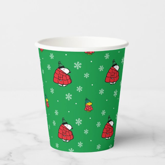 Gobelets En Papier cacahuètes | Veste Snoopy Red Puffer (Recto)