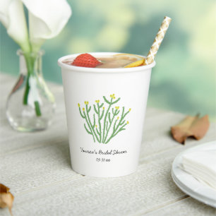 Gobelets En Papier Cactus Cholla Fleur Jaune Baby Shower Mariage