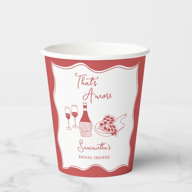 Gobelets En Papier Cadeau de Fête de Fiançailles That's Amore Vin Rou (Recto)