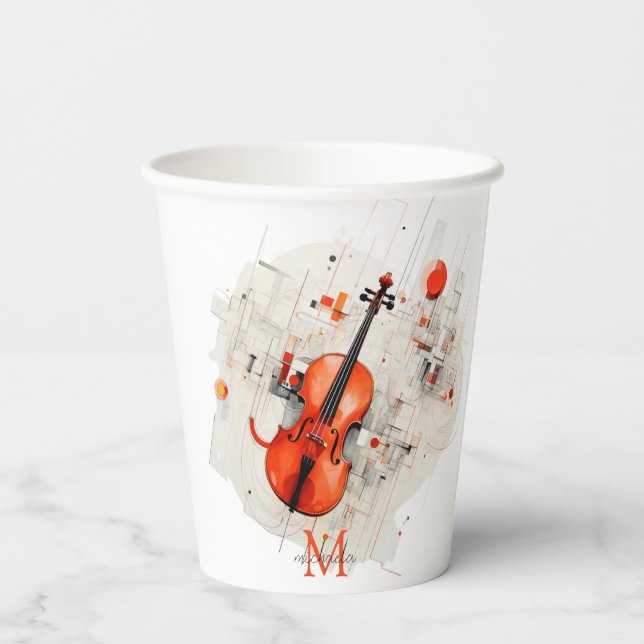 Gobelets En Papier Cadeau de nom de monogramme de récital de musique  (Verso)
