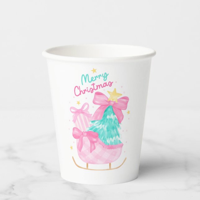 Gobelets En Papier cadeau x sarcelle et rose  (Recto)