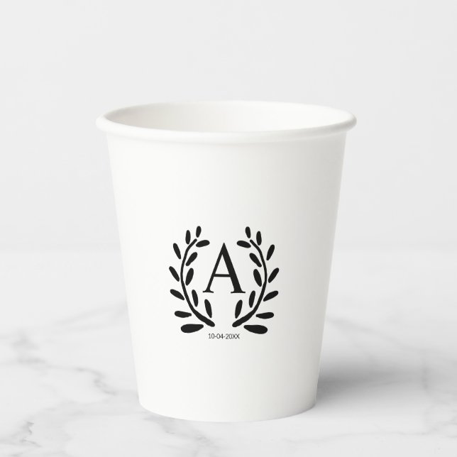 GOBELETS EN PAPIER CADEAUX DE GARÇON D'HONNEUR MONOGRAMMÉE ANNÉE DATE (Recto)