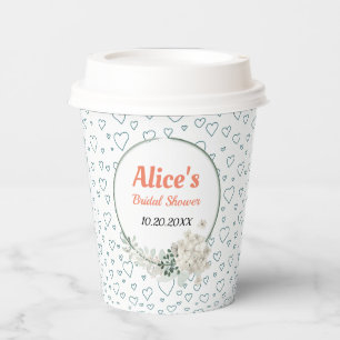 Gobelets En Papier Cadre floral moderne personnalisé pour la douche d