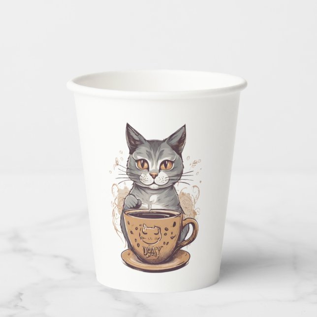 Gobelets En Papier Café au chat (Recto)