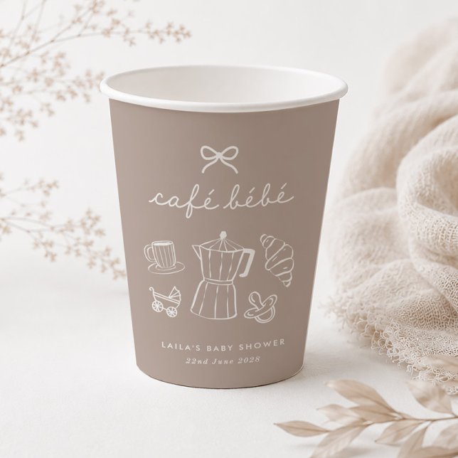 Gobelets En Papier Cafe Bebe Fête de Naissance Café Bébé (Zazzle Cafe Bebe Home Coffee Baby Shower Paper Cups)