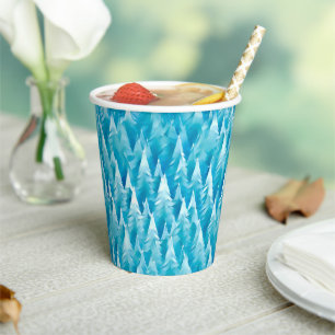 Gobelets En Papier Café de forêt fractale bleue