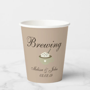 Gobelets En Papier Café Latte Mariage Baby Shower Beige