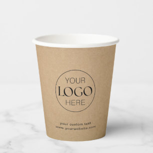 Gobelets En Papier Café Rustic Kraft Brandé par le logo de l'entrepri