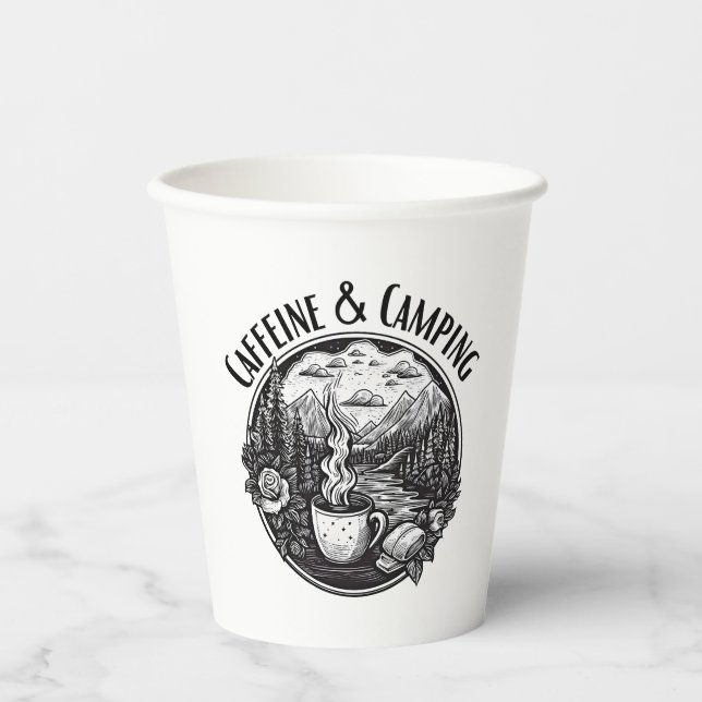 Gobelets En Papier Caféine et camping (Recto)