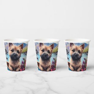 Gobelets En Papier Cairn Terrier sur une pagaie : Une aventure pittor