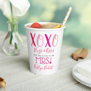 Gobelets En Papier Câlins & Bisous (XOXO) Mariage Saint-Valentin Ente