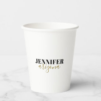 Gobelets En Papier Calligraphie Elegant Plain Ajouter son propre nom