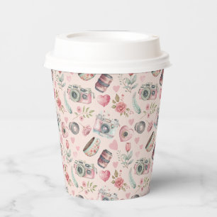 Gobelets En Papier Caméra Vintage rose