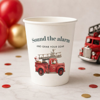 Gobelets En Papier Camion de pompiers Anniversaire Sonnez l'alarme