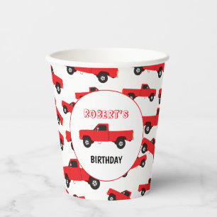 Gobelets En Papier Camion de transport Camion de ramassage rouge Cami