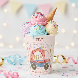 Gobelets En Papier Camion glace Scoops of fun anniversaire de enfant