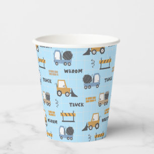 Gobelets En Papier Camions de construction Motif bleu