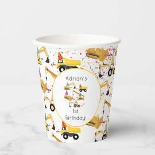 Gobelets En Papier Camions de construction personnalisés Fête d'anniv