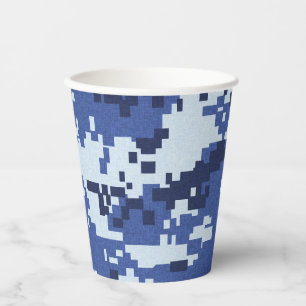 Gobelets En Papier Camouflage bleu Pixel