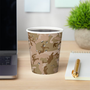 Gobelets En Papier Camouflage Désert Avec Galets, Militaire, Armée