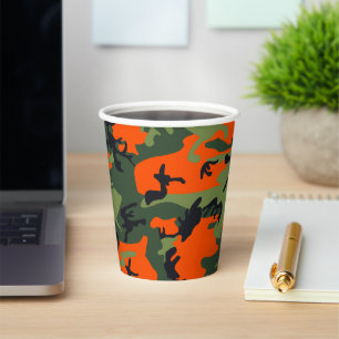 Gobelets En Papier Camouflage orange et vert, Militaire, Armée