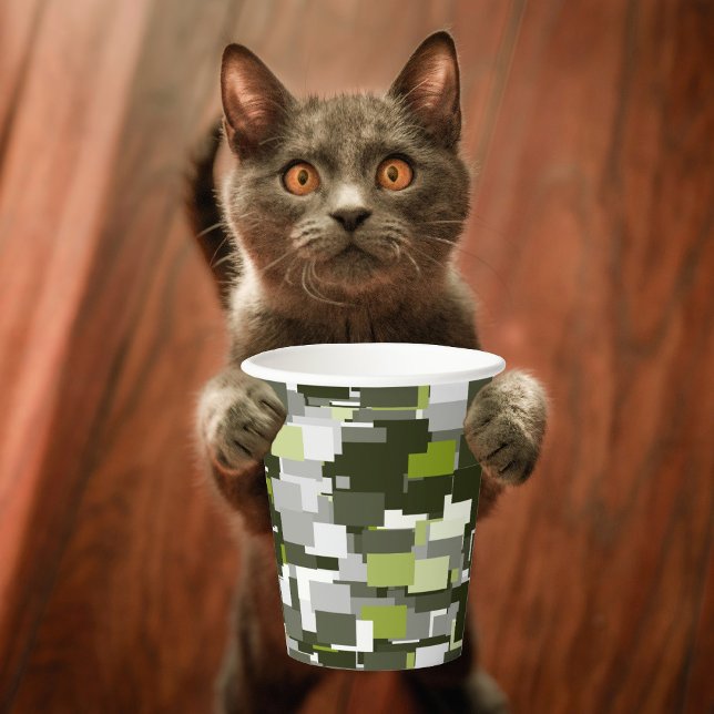 Gobelets En Papier Camouflage urbain vert gris (Créateur téléchargé)