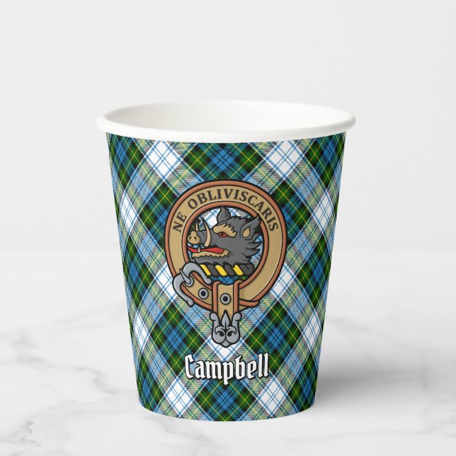 Gobelets En Papier Campbell Crest au-dessus de Tartan (Recto)