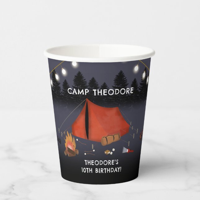 Gobelets En Papier Camping Outdoor Adventure Camping Fête d'anniversa (Gauche)